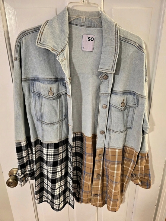 SO Jackets & Blazers - SO Denim & Plaid Mixed Media